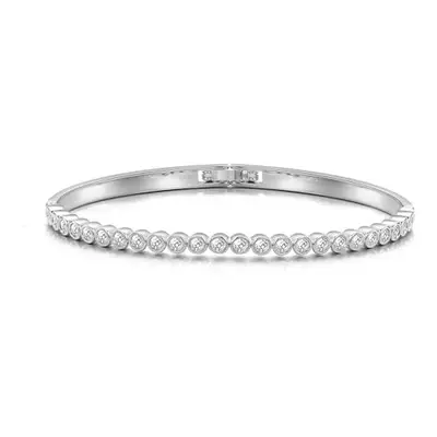 Philip Jones Silver Plated Tennis Bangle Created with Zircondia? Crystals