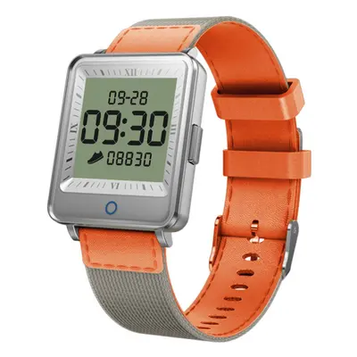 (Orange-leather) Two-layer Screen Low Power Heart Rate Sports Mode Bluetooth Music Business Smar