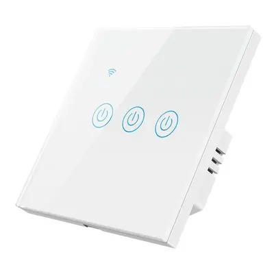 (3 Gang White) Single Fire Shared Smart Touch Switch Wall Panel Lamp Control Work with Alexa Goo