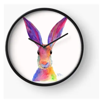 (HARE RaBBiT PRiNTS 'JELLY BEAN' BY SHIRLEY MACARTHUR=5083) Wall Clock Inch Funny Mantel & Table