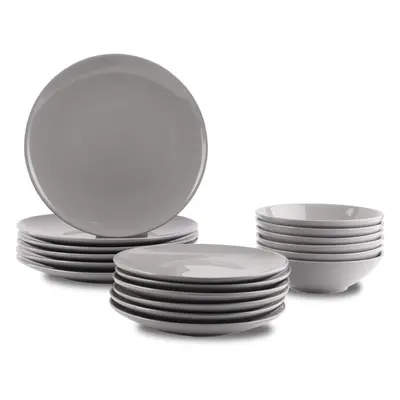 Amazon Basics 18-Piece Stoneware Dinnerware Set - Smokey Grey, Service