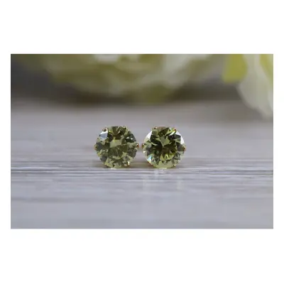 9ct Yellow Gold 7mm Round Peridot Basket Set Stud Earrings