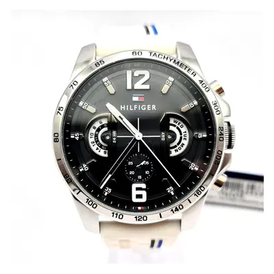 TOMMY HILFIGER DECKER BLACK DIAL WHITE SILICONE STRAP WATCH