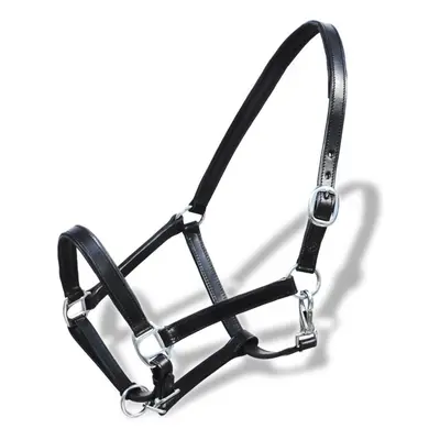 Real Leather Headcollar Stable Halter Adjustable Soft Padded Black Full Horse