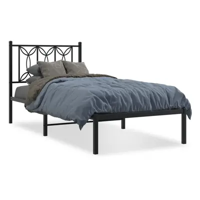 (black, x cm/ with headboard) vidaXL Metal Bed Frame with Headboard Home Bed Base Bedstead