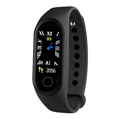 (Black) Color Display Information Reminder Continuous Heart Rate Large Battery USB Charging Smar