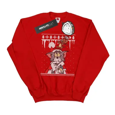 (3XL, Red) Tom And Jerry Mens Christmas Fair Isle Sweatshirt