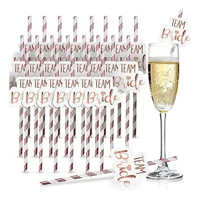 24pk Team Bride Straws | Rose Gold Hen Party Straws | Paper Hen Do Straws | Hen Straws | Team Br