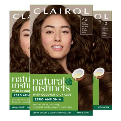 Clairol Natural Instincts Demi-Permanent Hair Dye 4G Dark Golden Brown Hair Color Pack of