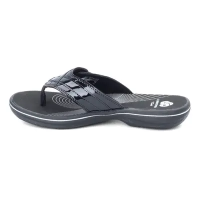 Clarks Women's Breeze Sea Flip-Flop Black Patent Synthetic