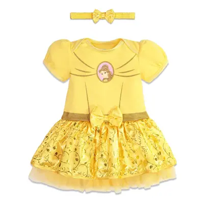 Disney Princess Belle Newborn Baby Girls Cosplay Dress and Headband Ye