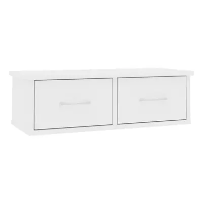 vidaXL Wall-mounted Drawer Shelf White Engineered Wood Floating Shelf Cabinet