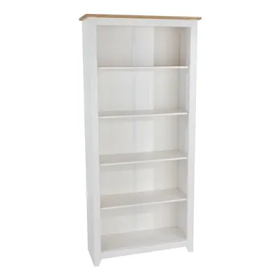 White Tall Bookcase Solid Pine Top Kitchen Bathroom Storage Cabinet