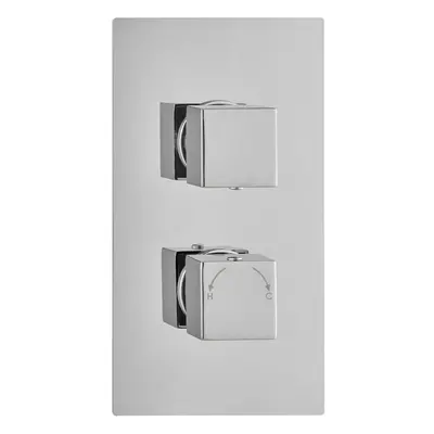 Concealed Thermostatic Valve Shower Mixer Way Square Handles Chrome