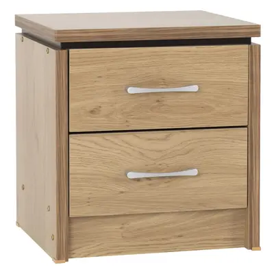 Charles Drawer Bedside Oak Effect Veneer with Walnut Trim