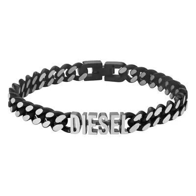 Diesel All-Gender Stainless Steel Chain Bracelet Color: Silver/Black