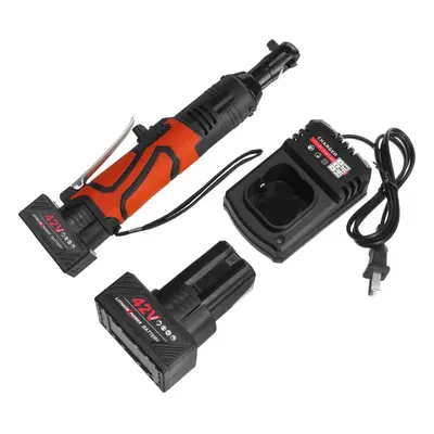 (Two Batteries) 42V 100Nm Cordless Electric Wrench 3/8 Ratchet Wrench Set Angle Drill Screwdrive