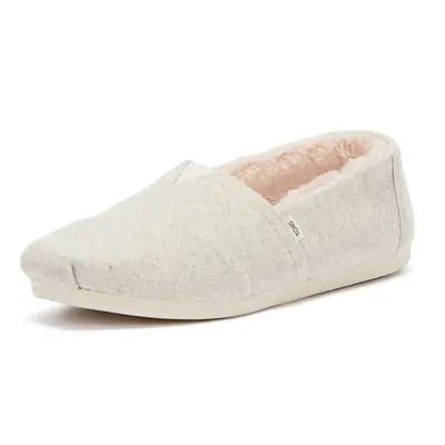 TOMS Women's Alpargata Felt Faux Fur Lined Slip On Shoe Natural Two To