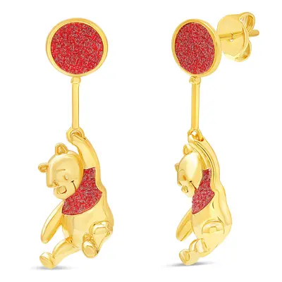 Disney Winnie the Pooh Womens Flash Plated Earrings - Drop Earrings fo