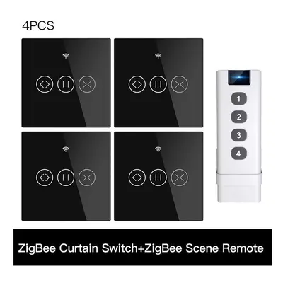 (4 EU and Scene) 433MHz Smart Touch Curtain Switch Roller Blinds Shutter Wireless Control Relay 