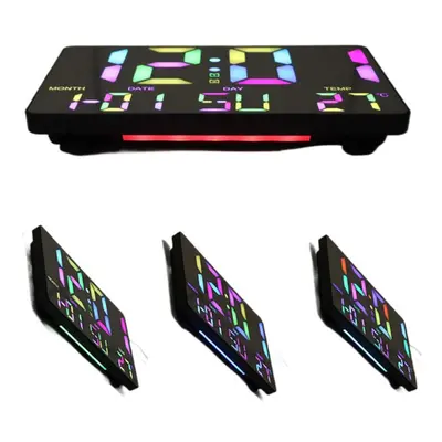 RGB Rainbow Digital Wall Clock with LED Display, Snooze, Remote, Auto Brightness, Temperature, D