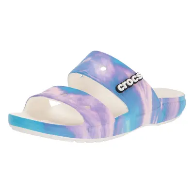 crocs Unisex-Adult classic Tie Dye Two-Strap Sandals Rainbow galaxy