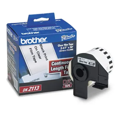 Brother DK-2113 Continuous Length Film Label Roll (Black/Clear)