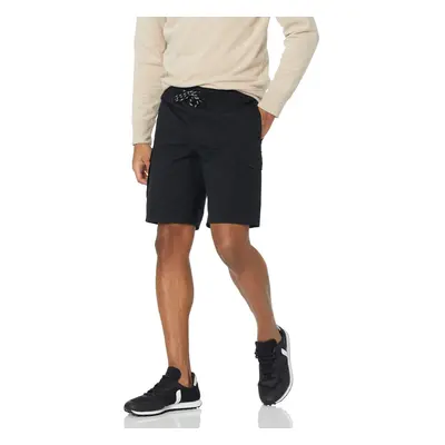 Mens Elastic Waist cargo Short, Black, Small