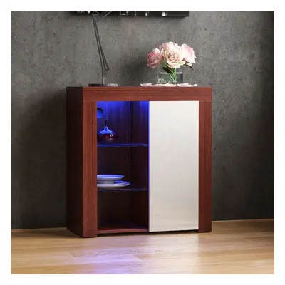 (Walnut & White) Azura Door LED Sideboard Shelf Storage Cabinet