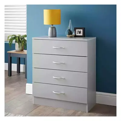 Grey 4-Drawer Chest with Metal Runners - Bedroom Storage Furniture