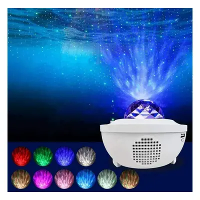 (White No Stripe) LED Starry Sky Projector Night Light Bluetooth Music Speaker Remote Galaxy Lam