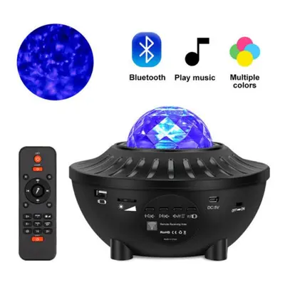 (Black with Stripe) LED Starry Sky Projector Night Light Bluetooth Music Speaker Remote Galaxy L