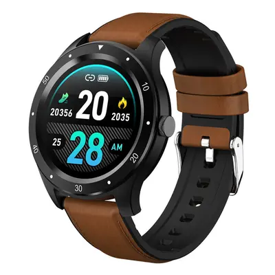 (Brown) Full Touch Color Screen Wristband Blood Pressure Monitor APP Message Remind Fitness Trac