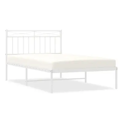 (white, 100x200 cm/with headboard) vidaXL Metal Bed Frame Home Bedroom Bed Base Mattress Foundat