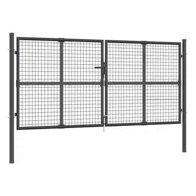 vidaXL Mesh Garden Gate Fence Door 300x175 cm Anthracite Galvanised Steel