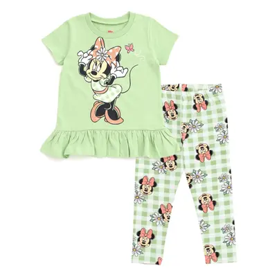 Disney Minnie Mouse Floral Toddler Girls Peplum T-Shirt and Leggings O