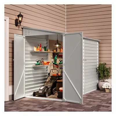 270cm W Motorcycle Storage Shed Lockable Steel White Garden Bike Shed