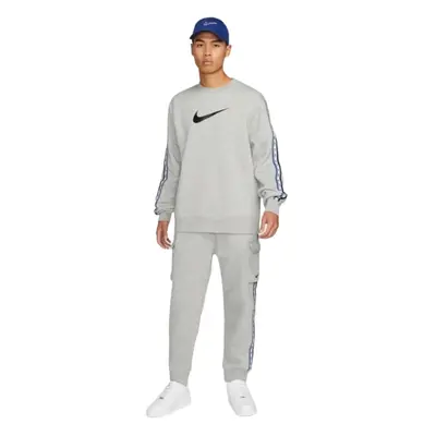 (Grey, S) Nike Men Fleece Cargo Crew Neck Cotton Sweat Tracksuit Set