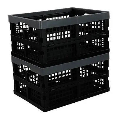 15 Plastic Collapsible Storage Crate, Folding Storage Box Crate, Pack