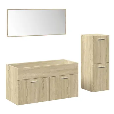 (90 x 38,5 x cm) vidaXL Bathroom Furniture Set Sink Cabinet Engineered Wood