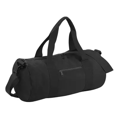 (One Size, Black/Black) Bagbase Plain Varsity Barrel / Duffle Bag (20 Litres) (Pack of 2)