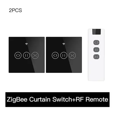 (2 EU and Remote) 433MHz Smart Touch Curtain Switch Roller Blinds Shutter Wireless Control Relay