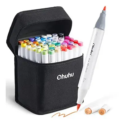 Brush Marker Pens Colour, Ohuhu Dual Tip Brush & Chisel Sketch Art Pens for Artist, Students, Br