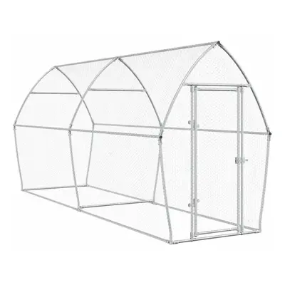 vidaXL Chicken Cage Farm Chicken Coop Chicken Run Cage Silver Galvanised Steel