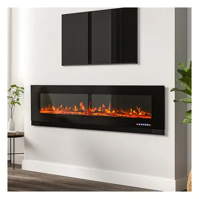 72 Inch Wall Mounted LED Electric Fireplace with Flame Colours