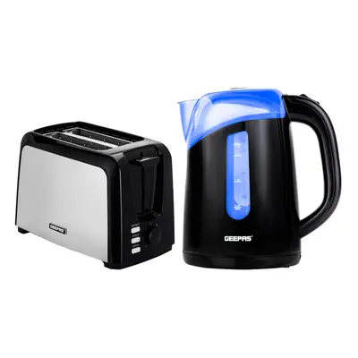 Geepas Slice Bread Toaster & 1.7L Illuminating Electric Kettle Set