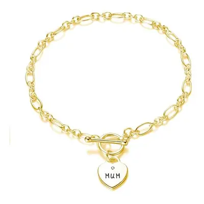 Philip Jones Gold Plated Mum Charm Bracelet Created with Zircondia? Crystals