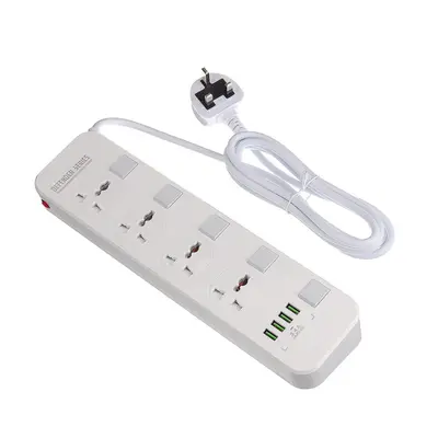 (UK Plug) Electric Socket Outlet + USB Extension Power Strip 5V 3.4A US/UK Plug Cord