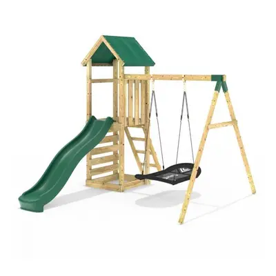 (Elbrus) Rebo Adventure Wooden Climbing Frame, Swing Set and Slide