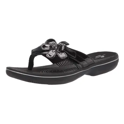 clarks womens Brinkley Flora Flip Flop Black Patent Synthetic US